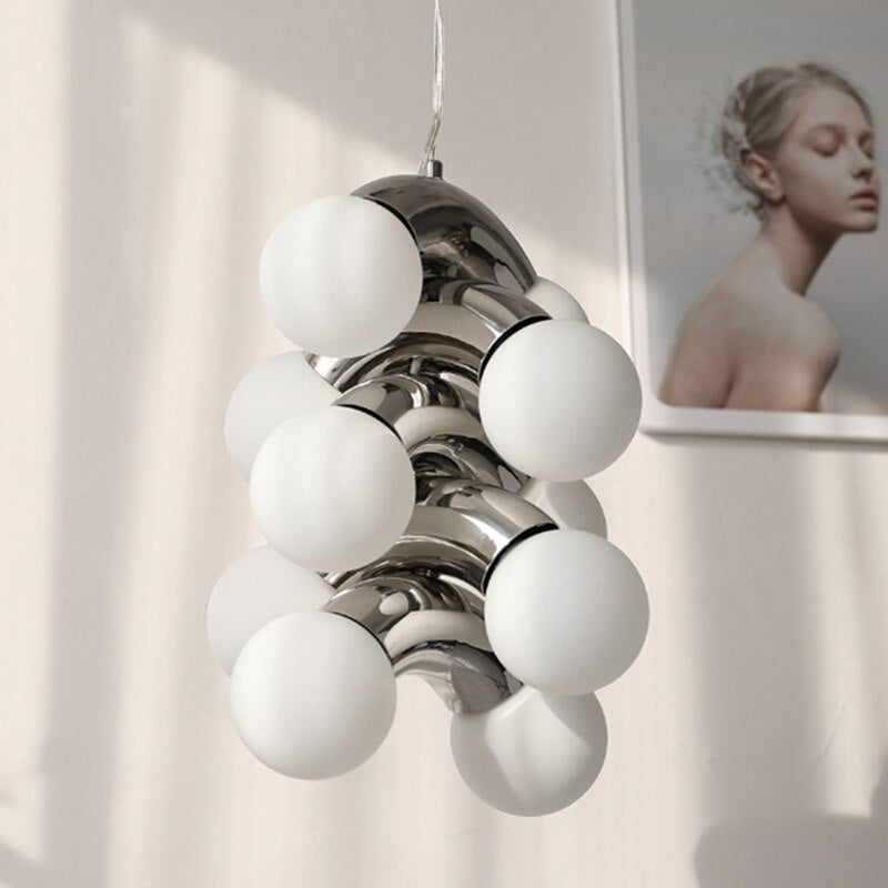 ChandeliersDecor.com-Pendant Lights-Chrome Metal Glass Globe LED - Glass Ball Light