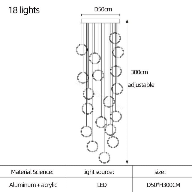 ChandeliersDecor.com-Staircase Chandelier-Circle Mingle LED Chandelier Light