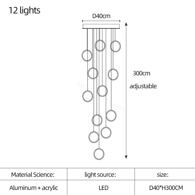 ChandeliersDecor.com-Staircase Chandelier-Circle Mingle LED Chandelier Light