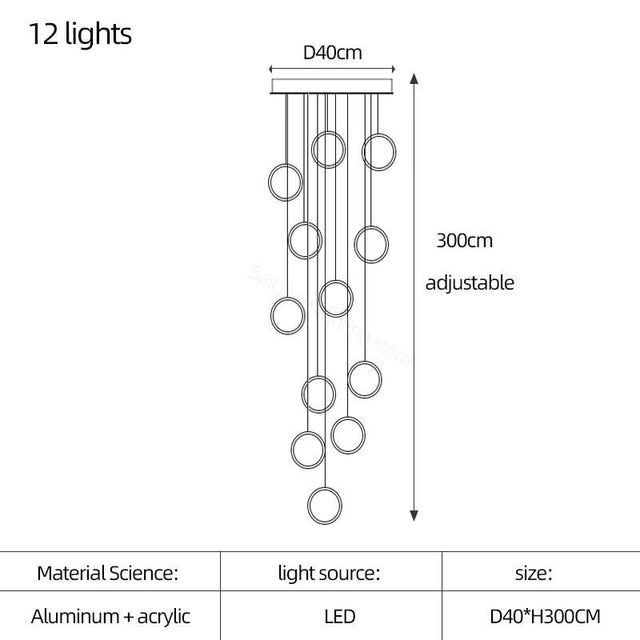 ChandeliersDecor.com-Staircase Chandelier-Circle Mingle LED Chandelier Light