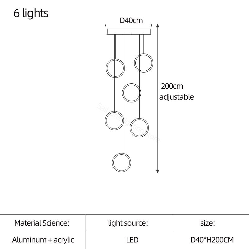 ChandeliersDecor.com-Staircase Chandelier-Circle Mingle LED Chandelier Light