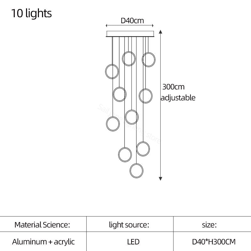ChandeliersDecor.com-Staircase Chandelier-Circle Mingle LED Chandelier Light