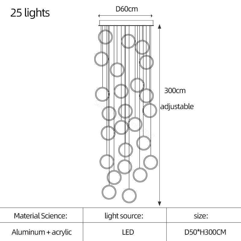 ChandeliersDecor.com-Staircase Chandelier-Circle Mingle LED Chandelier Light
