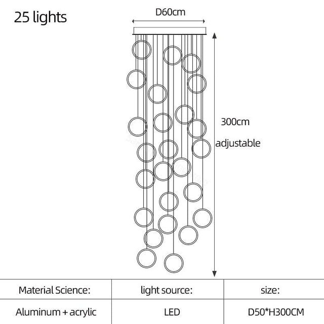 ChandeliersDecor.com-Staircase Chandelier-Circle Mingle LED Chandelier Light