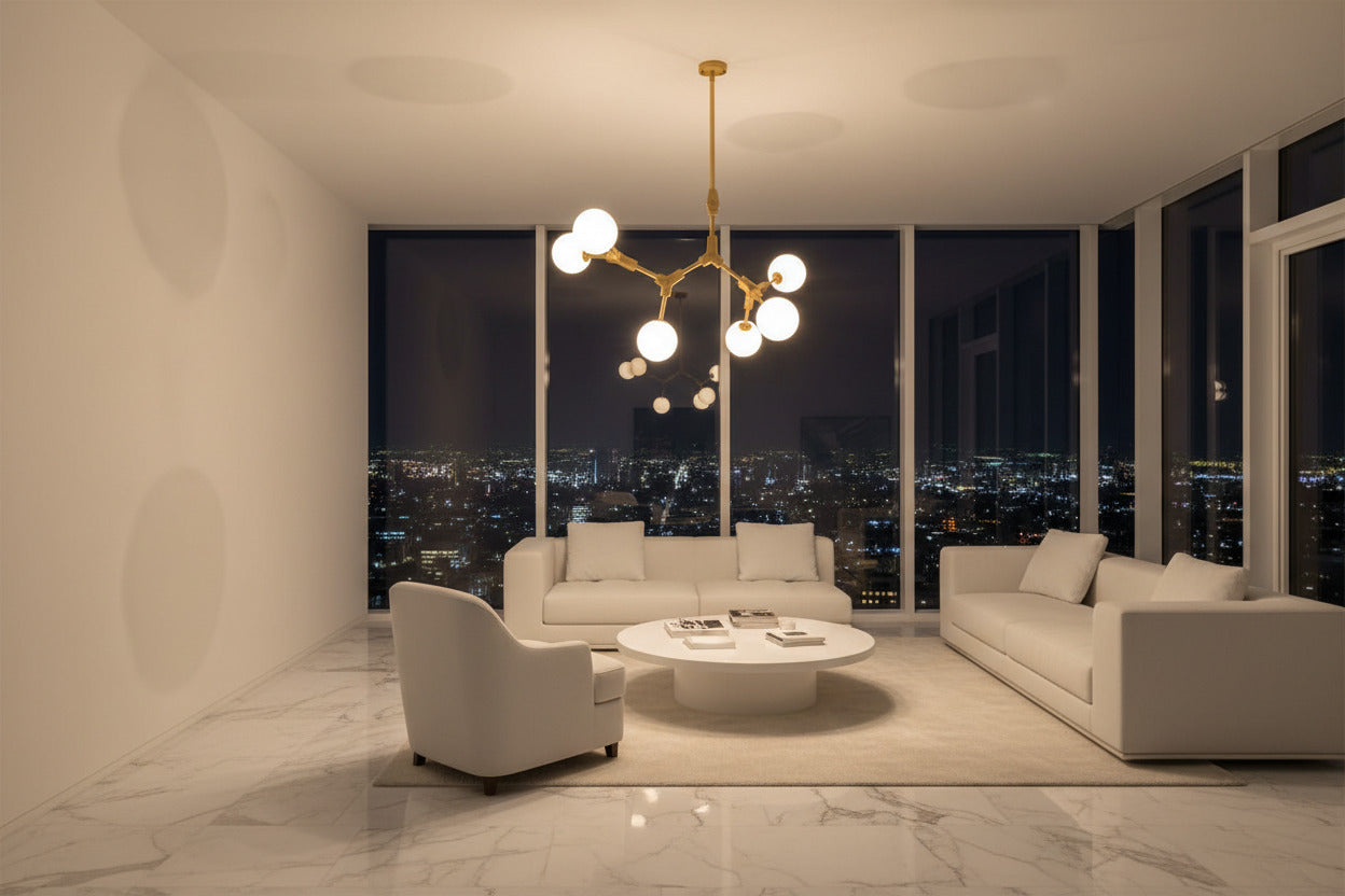 Circular Glass Ball Molecule Chandelier Lighting-ChandeliersDecor.com