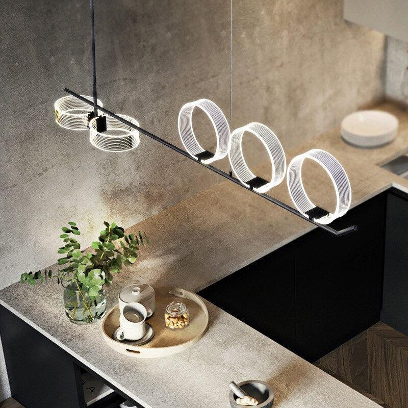 ChandeliersDecor.com-Kitchen Island-Circular Rings Kitchen Lightings: Stylish Fixtures