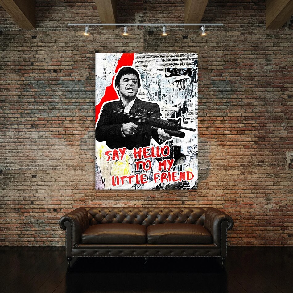 ChandeliersDecor.com-Godfather Wall Art-Classic Movie Poster Tony Montana Scarface Canvas Wall Art