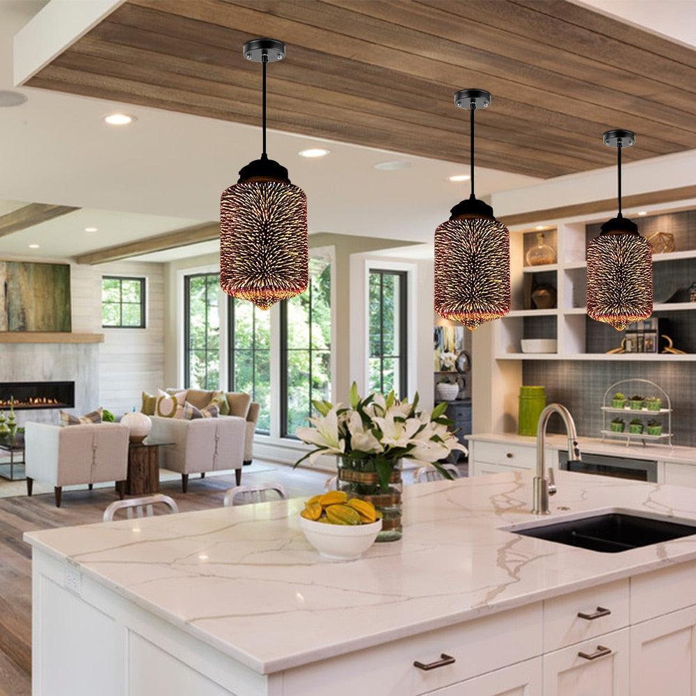 ChandeliersDecor.com-Pendant Lights-Colorful Fireworks Starry Sky Hanging Glass Chandelier