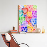 ChandeliersDecor.com-Wall Posters-Colourful Love Hearts Canvas Wall Art