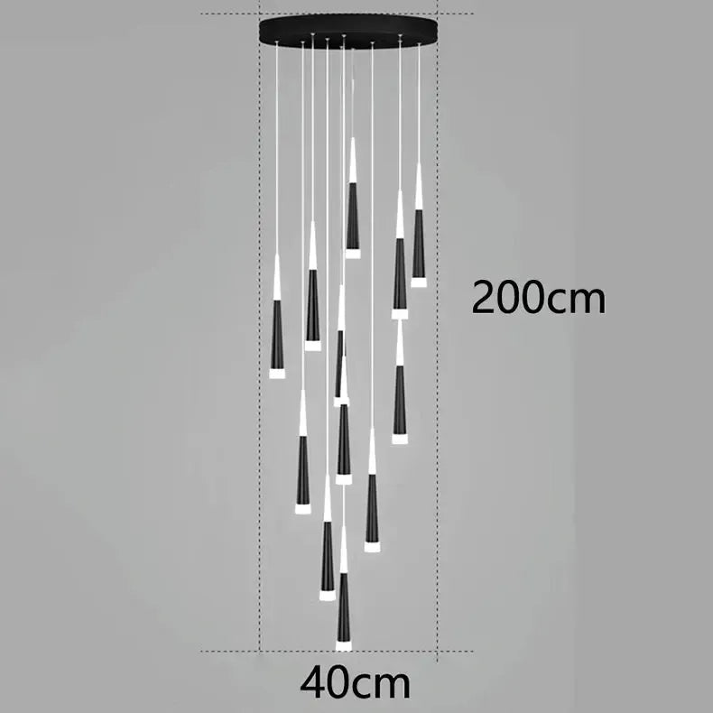 ChandeliersDecor.com-Staircase Chandelier-Cone Tubes Staircase Chandelier: Exquisite Illumination