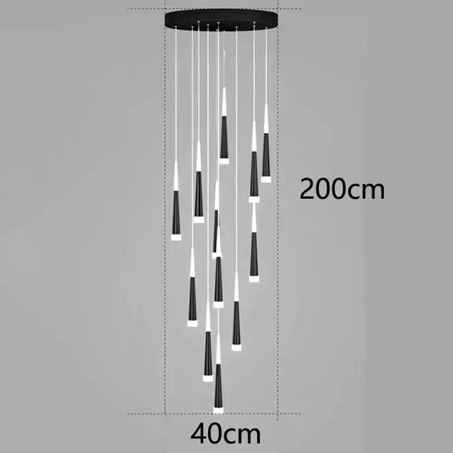 ChandeliersDecor.com-Staircase Chandelier-Cone Tubes Staircase Chandelier: Exquisite Illumination