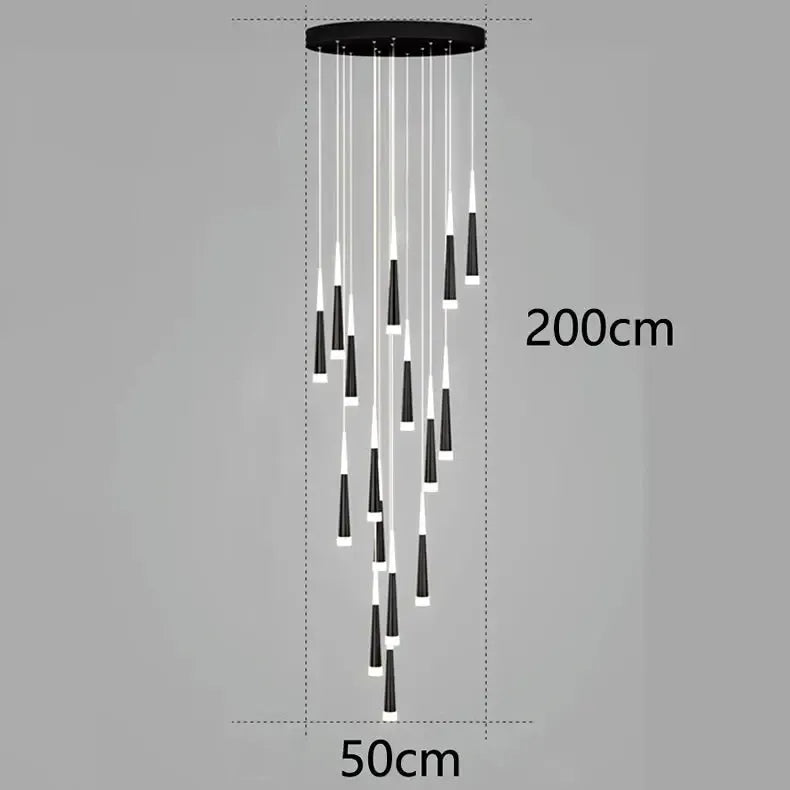 ChandeliersDecor.com-Staircase Chandelier-Cone Tubes Staircase Chandelier: Exquisite Illumination