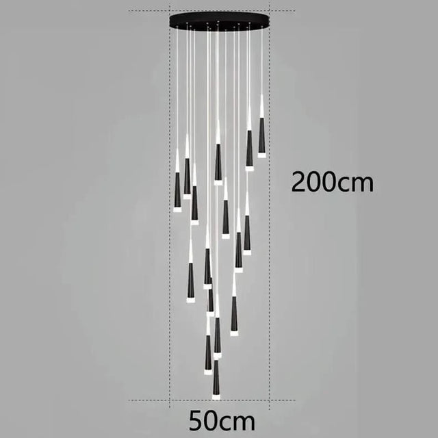 ChandeliersDecor.com-Staircase Chandelier-Cone Tubes Staircase Chandelier: Exquisite Illumination