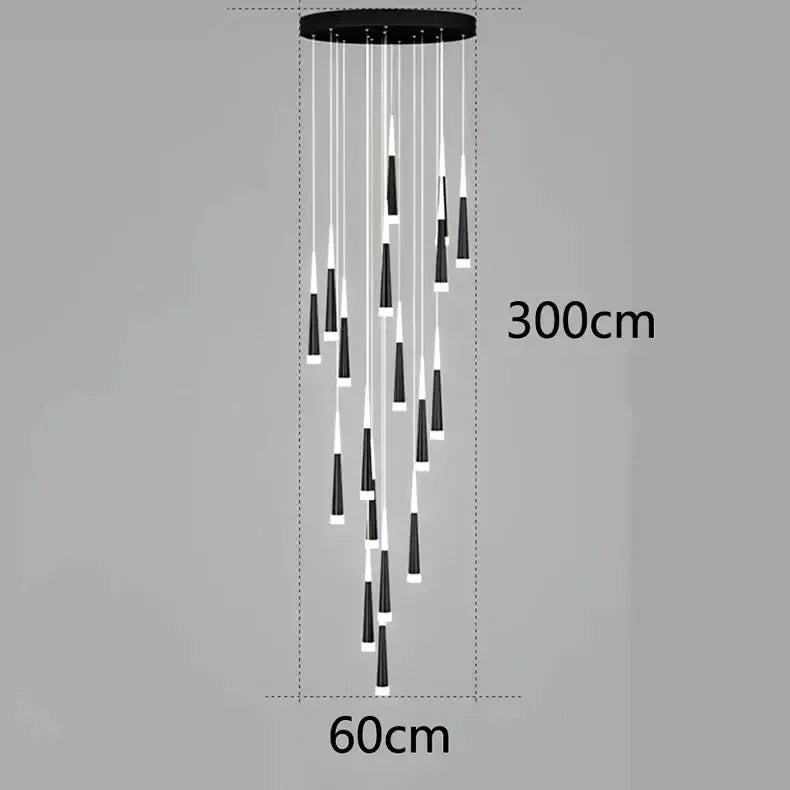 ChandeliersDecor.com-Staircase Chandelier-Cone Tubes Staircase Chandelier: Exquisite Illumination