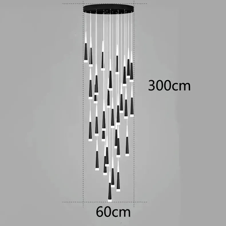 ChandeliersDecor.com-Staircase Chandelier-Cone Tubes Staircase Chandelier: Exquisite Illumination