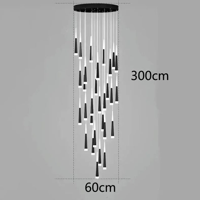 ChandeliersDecor.com-Staircase Chandelier-Cone Tubes Staircase Chandelier: Exquisite Illumination
