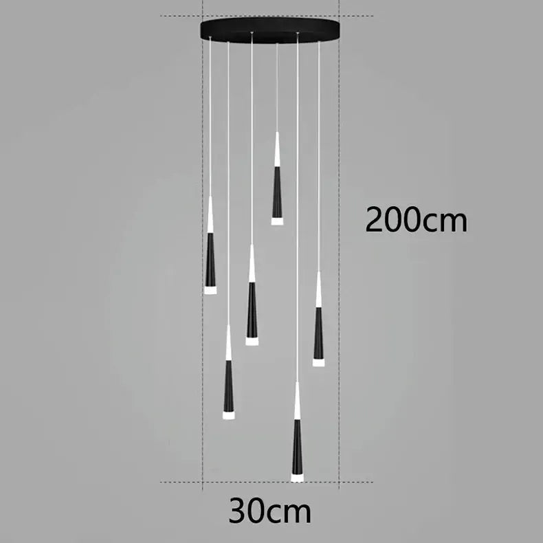 ChandeliersDecor.com-Staircase Chandelier-Cone Tubes Staircase Chandelier: Exquisite Illumination