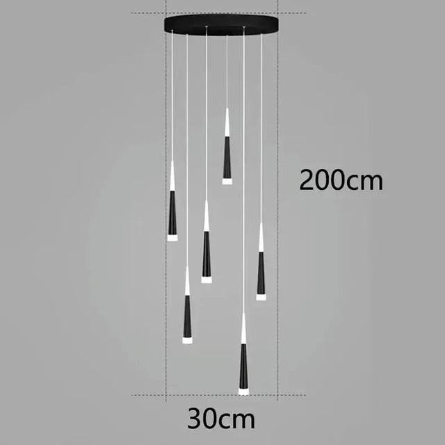 ChandeliersDecor.com-Staircase Chandelier-Cone Tubes Staircase Chandelier: Exquisite Illumination