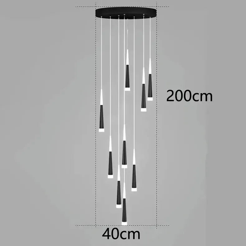 ChandeliersDecor.com-Staircase Chandelier-Cone Tubes Staircase Chandelier: Exquisite Illumination