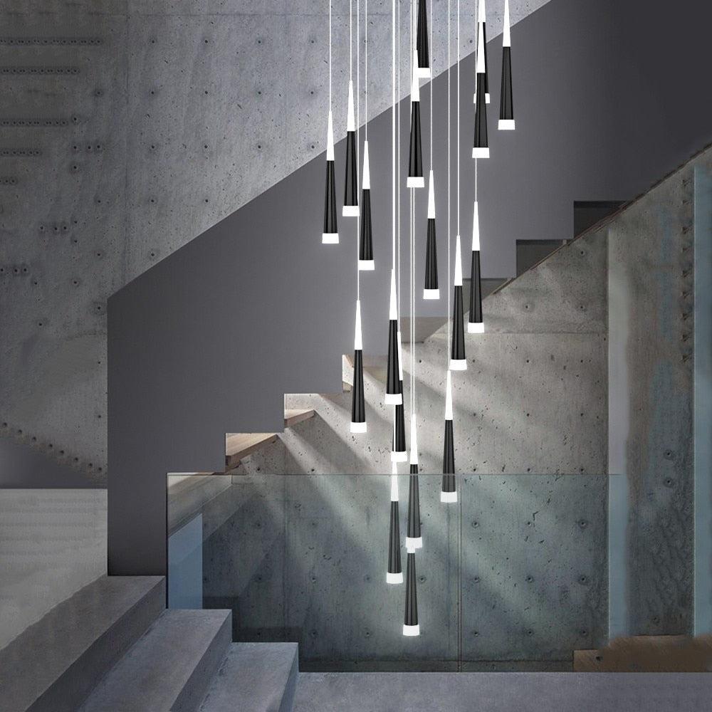 ChandeliersDecor.com-Staircase Chandelier-Cone Tubes Staircase Chandelier: Exquisite Illumination
