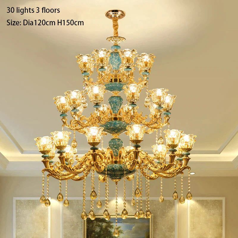 ChandeliersDecor.com-Ceiling Chandelier-Crystal Ceramic Tier Chandelier - Elevate Your Space with Timeless Elegance