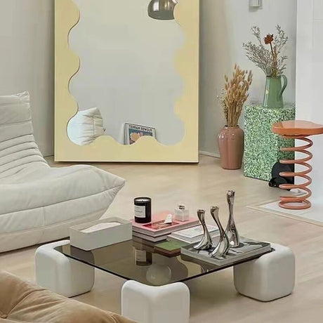 ChandeliersDecor.com-Coffee Tables-Crystal Clear Pine Wood Square Coffee Table