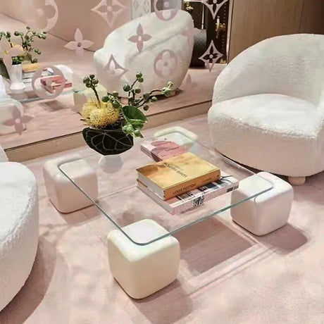ChandeliersDecor.com-Coffee Tables-Crystal Clear Pine Wood Square Coffee Table