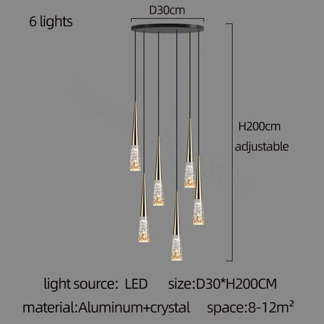 Crystal Cones Staircase Chandelier - Stunning Ambiance-ChandeliersDecor.com