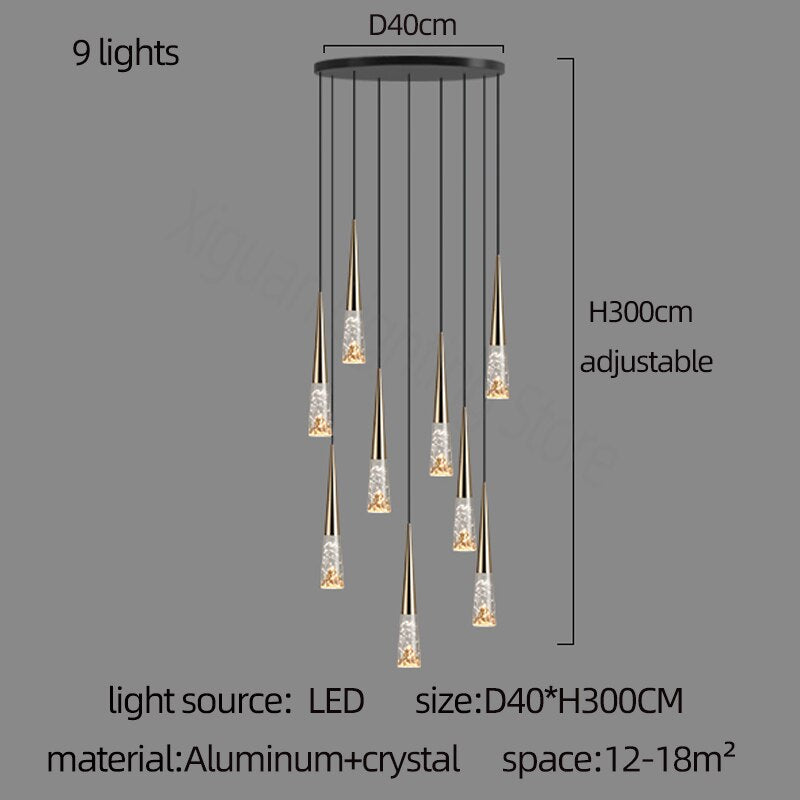 ChandeliersDecor.com-Staircase Chandelier-Crystal Cones Staircase Chandelier - Stunning Ambiance