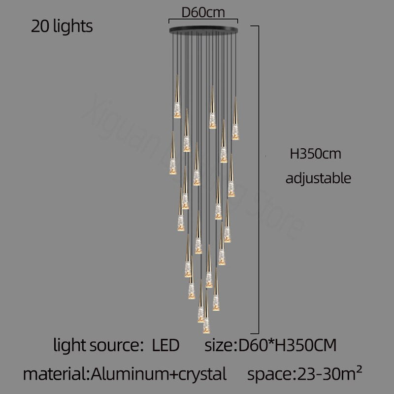 ChandeliersDecor.com-Staircase Chandelier-Crystal Cones Staircase Chandelier - Stunning Ambiance