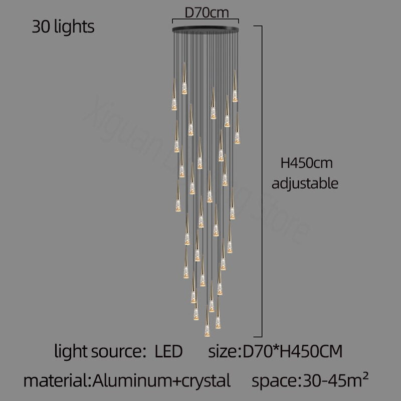 ChandeliersDecor.com-Staircase Chandelier-Crystal Cones Staircase Chandelier - Stunning Ambiance