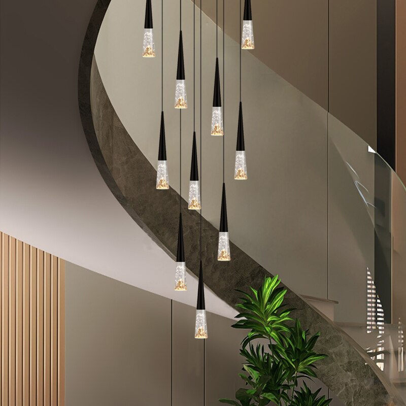 ChandeliersDecor.com-Staircase Chandelier-Crystal Cones Staircase Chandelier - Stunning Ambiance