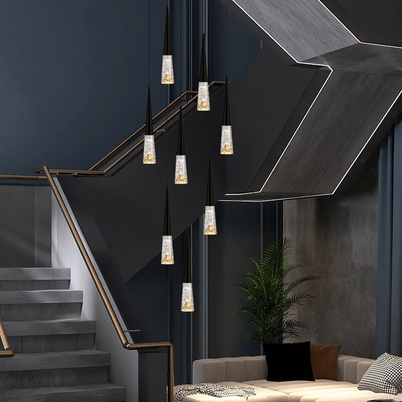 ChandeliersDecor.com-Staircase Chandelier-Crystal Cones Staircase Chandelier - Stunning Ambiance
