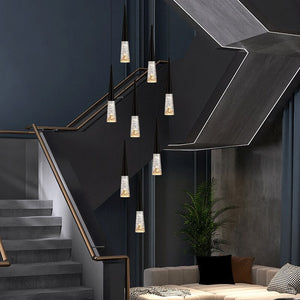ChandeliersDecor.com-Staircase Chandelier-Crystal Cones Staircase Chandelier - Stunning Ambiance