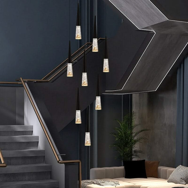Crystal Cones Staircase Chandelier - Stunning Ambiance-ChandeliersDecor.com