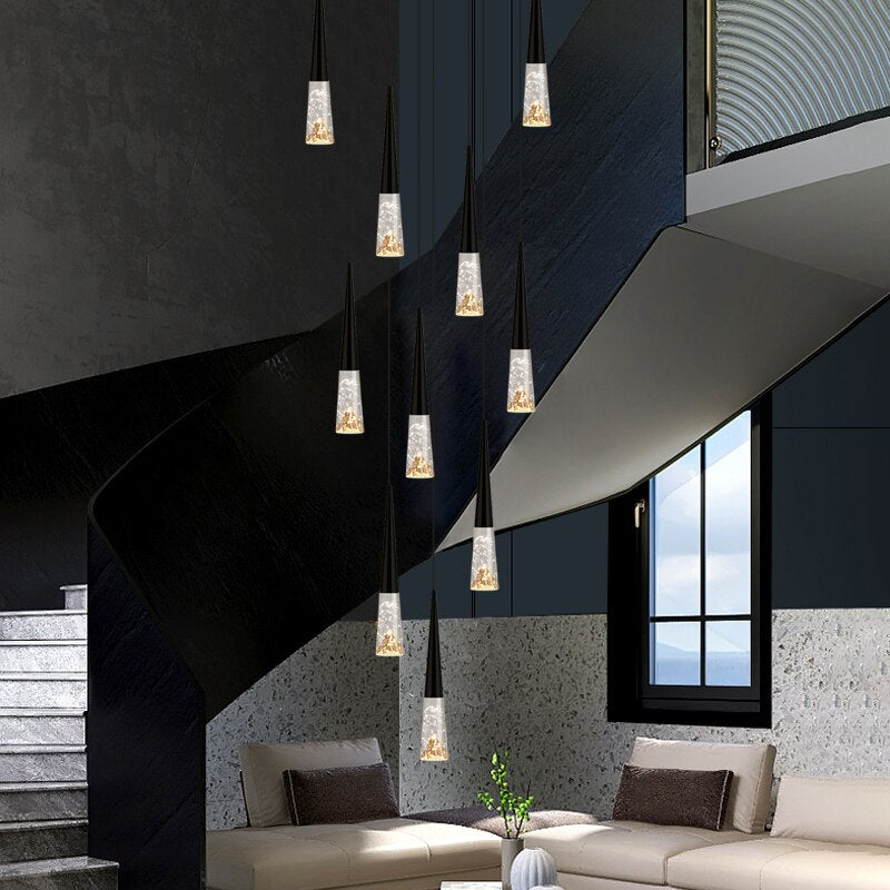 ChandeliersDecor.com-Staircase Chandelier-Crystal Cones Staircase Chandelier - Stunning Ambiance