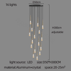 ChandeliersDecor.com-Staircase Chandelier-Crystal Cones Staircase Chandelier - Stunning Ambiance