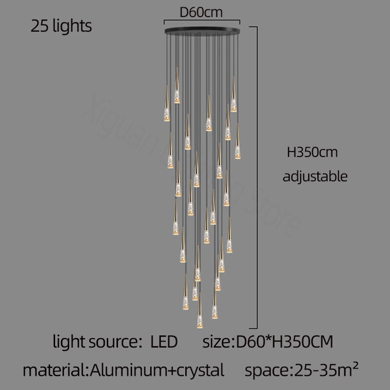 ChandeliersDecor.com-Staircase Chandelier-Crystal Cones Staircase Chandelier - Stunning Ambiance