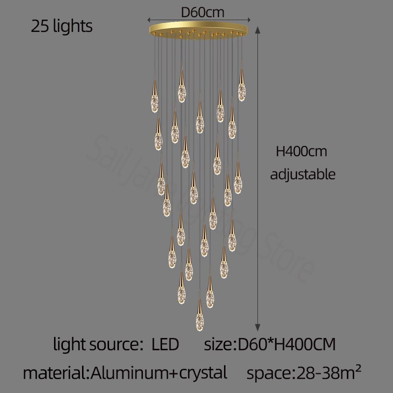 ChandeliersDecor.com-Staircase Chandelier-Crystal Cones Staircase Chandelier – Stunning Elegance