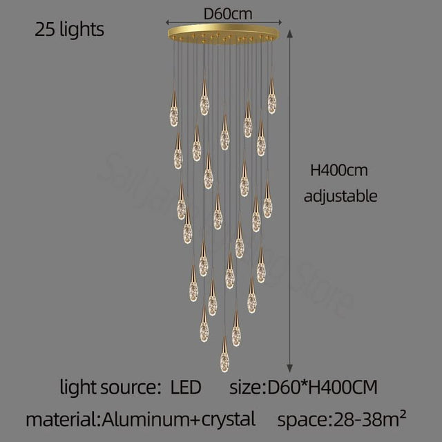 Crystal Cones Staircase Chandelier – Stunning Elegance-ChandeliersDecor.com