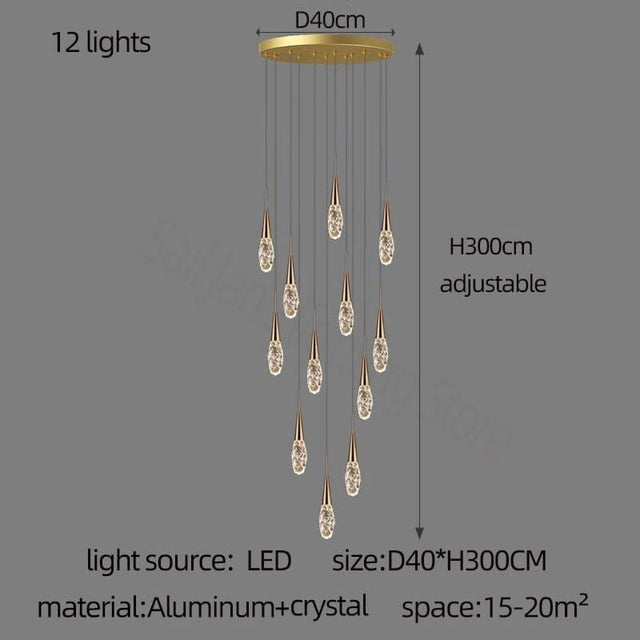 Crystal Cones Staircase Chandelier – Stunning Elegance-ChandeliersDecor.com
