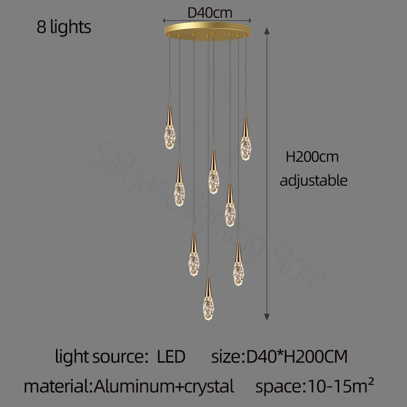 ChandeliersDecor.com-Staircase Chandelier-Crystal Cones Staircase Chandelier – Stunning Elegance