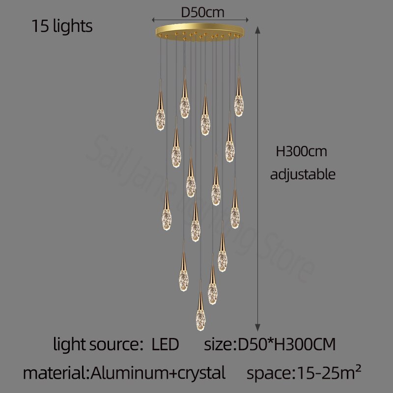 ChandeliersDecor.com-Staircase Chandelier-Crystal Cones Staircase Chandelier – Stunning Elegance