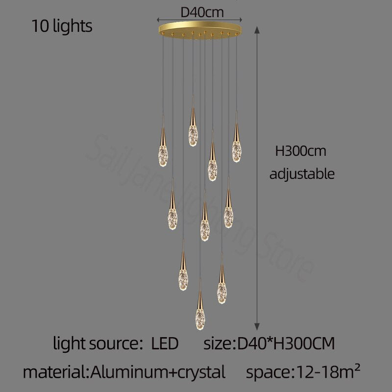 ChandeliersDecor.com-Staircase Chandelier-Crystal Cones Staircase Chandelier – Stunning Elegance