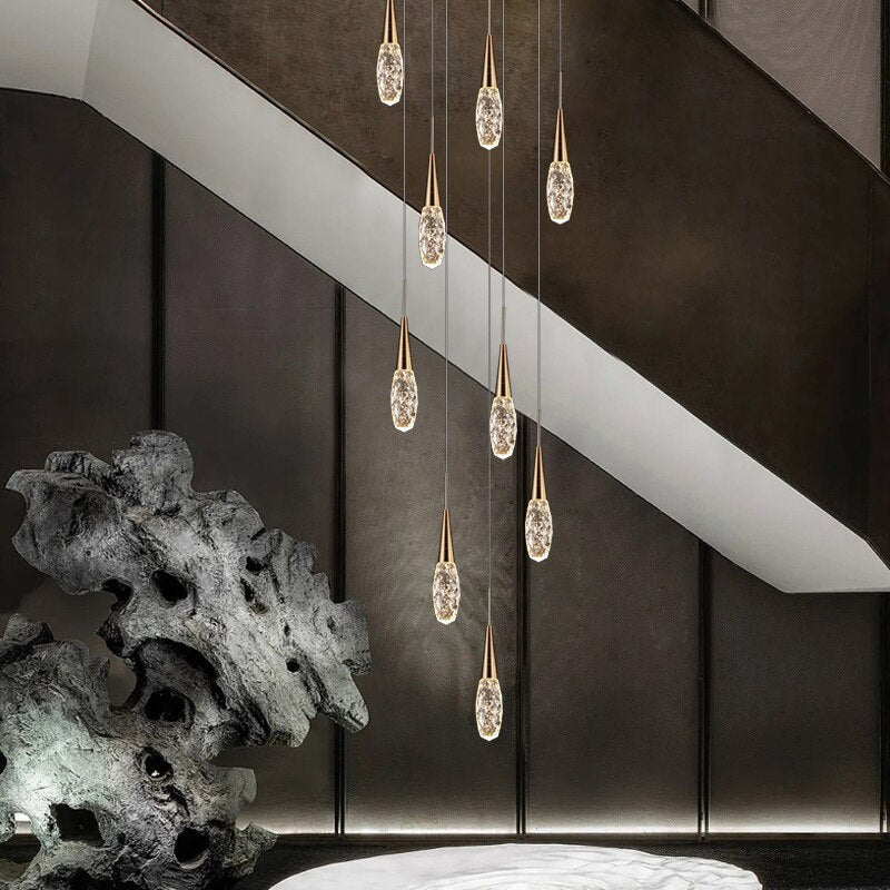 ChandeliersDecor.com-Staircase Chandelier-Crystal Cones Staircase Chandelier – Stunning Elegance