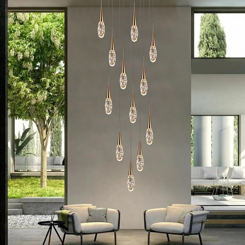 ChandeliersDecor.com-Staircase Chandelier-Crystal Cones Staircase Chandelier – Stunning Elegance