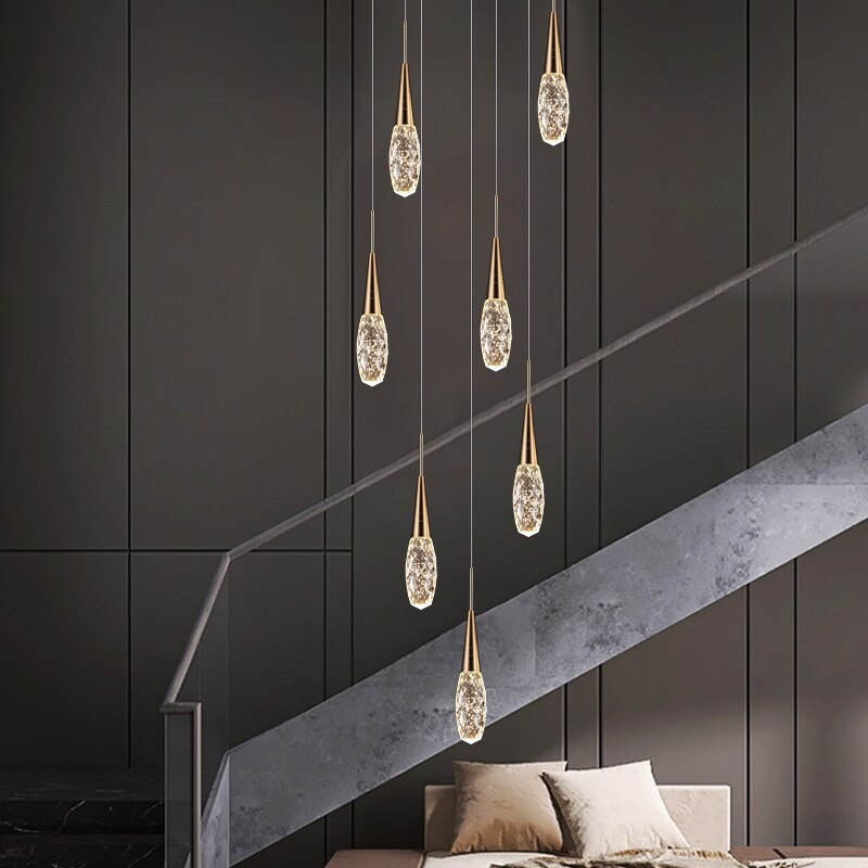 ChandeliersDecor.com-Staircase Chandelier-Crystal Cones Staircase Chandelier – Stunning Elegance