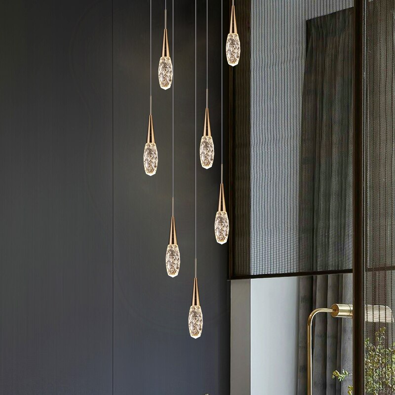 ChandeliersDecor.com-Staircase Chandelier-Crystal Cones Staircase Chandelier – Stunning Elegance