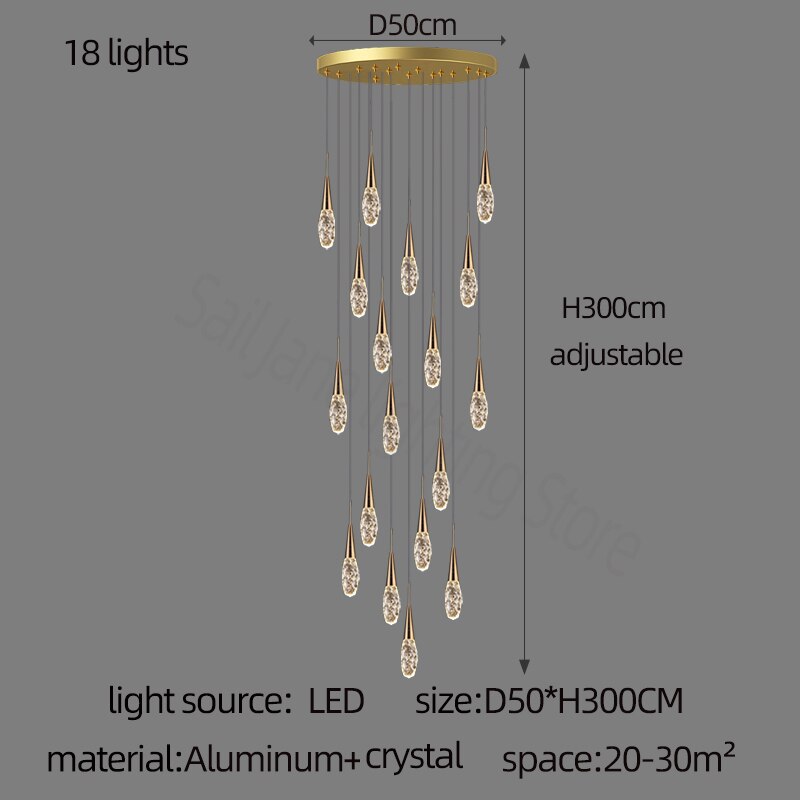 ChandeliersDecor.com-Staircase Chandelier-Crystal Cones Staircase Chandelier – Stunning Elegance