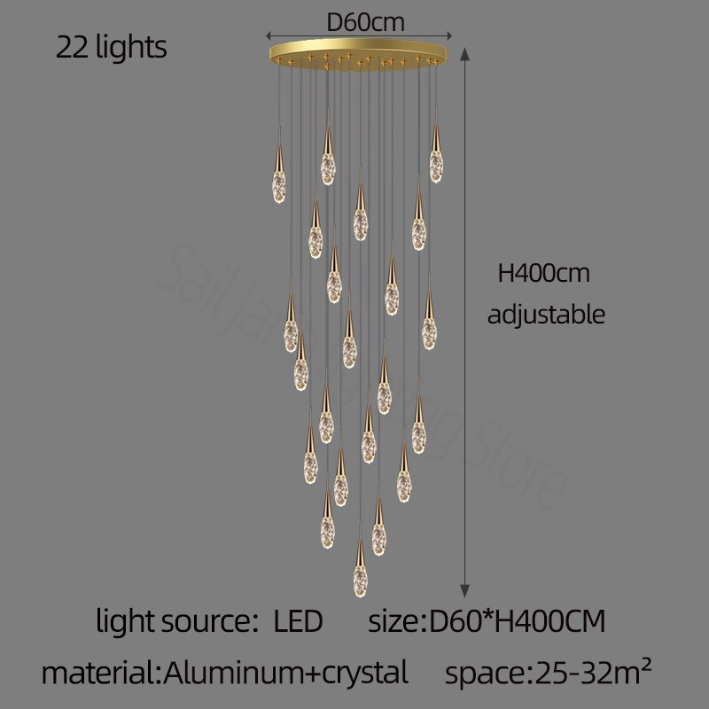 ChandeliersDecor.com-Staircase Chandelier-Crystal Cones Staircase Chandelier – Stunning Elegance